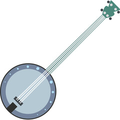 A Light Blue Banjo With A Teal Neck And Headstock Against A White Background
