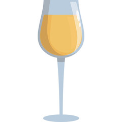 Clear Stemmed Wine Glass Filled With Amber Liquid Against A White Background Optimized For Stock Photo Use