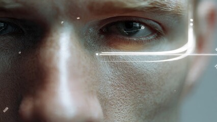 Futuristic closeup portrait of a person with led aesthetic urban environment digital art high-tech concept