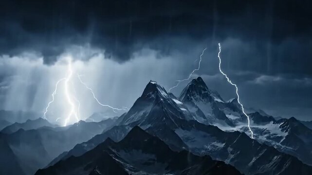 Dramatic time lapse sequence capturing multiple lightning bolts over a vast, stormy ocean horizon at dusk, highlighting the unpredictable forces of nature.