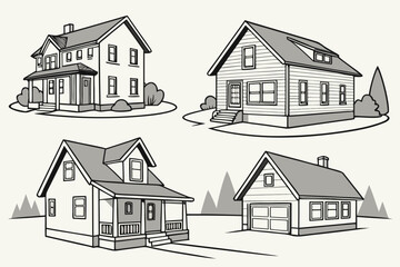 assorted-many-house-outlined-in-one-picture-