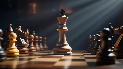 Chessboard showdown A strategic battle of wits, with the King at center stage