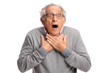 The astonished grandfather. Shock.