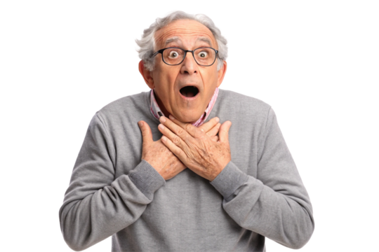 The astonished grandfather. Shock.