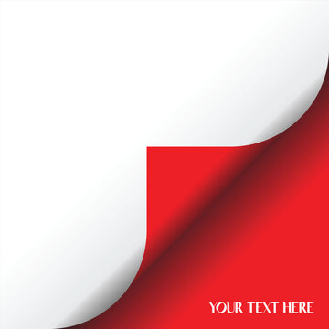 White page curl effect revealing a vibrant red background, perfect for text or promotional content