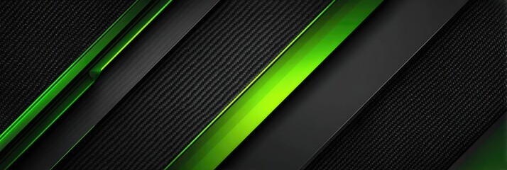 Abstract composition with diagonal lines. Black textured background with green highlights