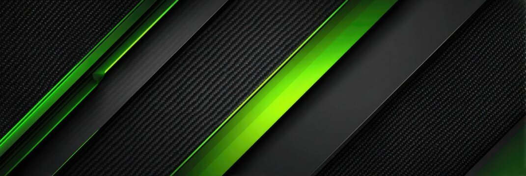 Abstract composition with diagonal lines. Black textured background with green highlights