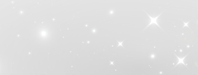 Festive white card background with radiant golden glow, sparkling dust particles, abstract bokeh light and shiny confetti decoration