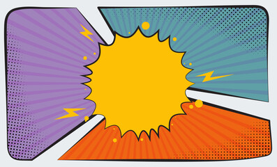 Bright abstract comic style background with lighting and star elements