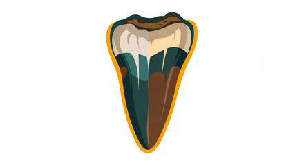 Stylized Cross-Sectional Illustration of a Fossilized Tooth with Earthy Tones