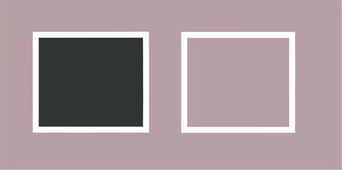 Two contrasting squares, one solid dark, the other an empty frame on a muted background
