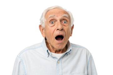 Shocked elderly man. Shock. Astonishment. Fraud. Regret.