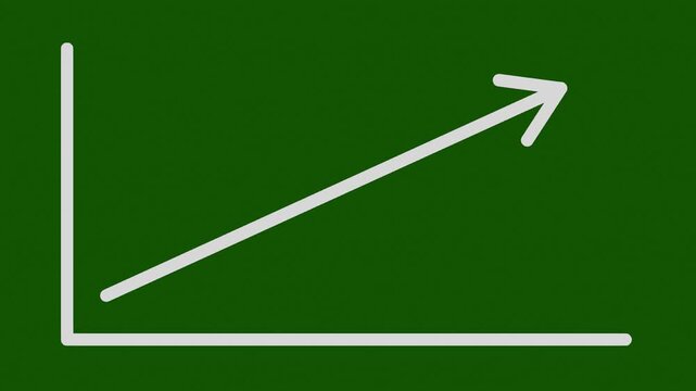 A line chart with an upward arrow is progressively drawn on a green background, representing steady growth or improvement.
