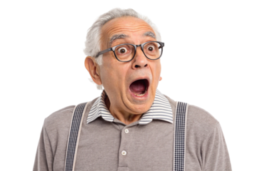Shocked elderly man. Shock. Astonishment. Fraud. Regret.
