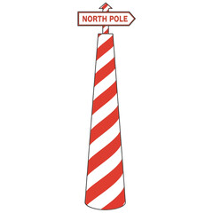 Festive North Pole Signpost with Candy Cane Stripes, Holiday Season Destination Pointer, Christmas Adventure Landmark, Winter Wonderland Guiding Symbol, Christmas