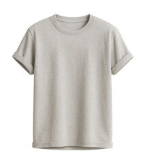 Soft cotton crew neck t-shirt with rolled hem in light gray.