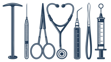 Essential medical tools and equipment for professional healthcare and surgery needs in a clean design
