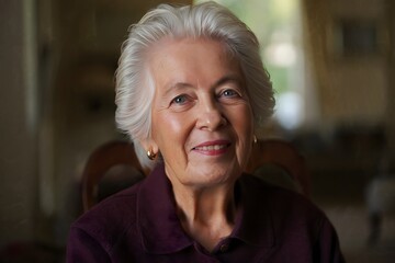 Smiling Senior Woman Portrait - Happy Older Woman Looking at Camera