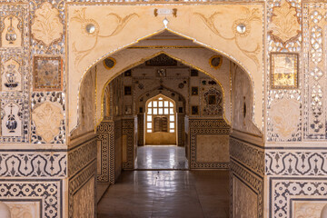 Im Spiegelsaal des Amber Fort, Rajasthan, Indien
