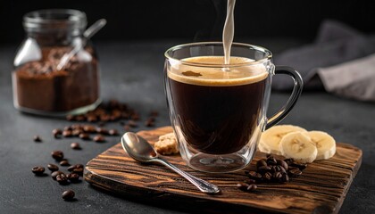 An espresso coffee in a clear glass