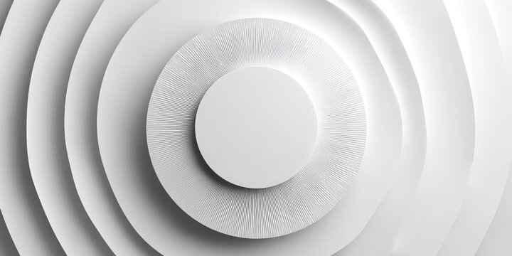 Abstract, concentric, white circles create a three-dimensional visual effect, with texture