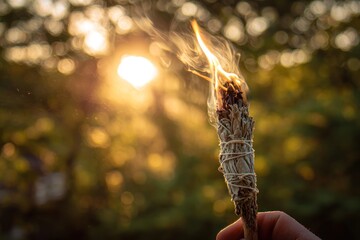 Smoldering Sage Bundle in Sunlight - A Cleansing Ritual.