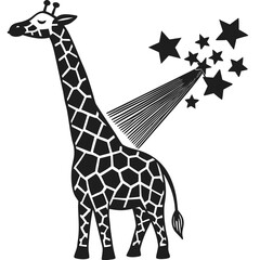 Fototapeta premium Whimsical giraffe with stars vector illustration isolated art