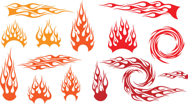 Dynamic Vector Flame Graphics Collection for Energetic Design Projects and Automotive Customization