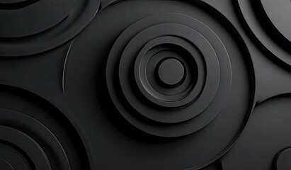 Abstract dark gray concentric circles with varying depths and textures