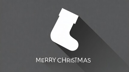 Minimalist Christmas stocking design with Merry Christmas text on a gray background