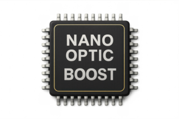 Nano optic boost microchip processor on transparent background