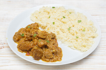 Agneau Vidali –plat traditionnel sri-lankais épicé. Gros plan.