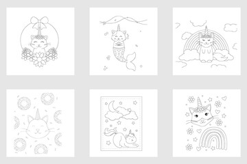 Rainbow Unicorn Cat Illustration