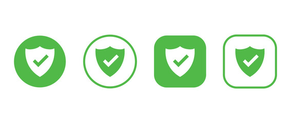 Set of green verification icons, Shield with check mark icon set, check mark symbol, verification symbol, shield icon 
