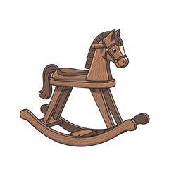 Vintage wooden rocking horse brings rustic charm to any nursery, playroom, or toy collection, evoking childhood nostalgia and playful imagination
