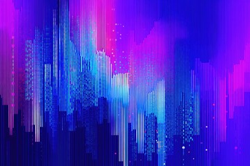 Abstract digital artwork features vertical lines and a vibrant gradient color palette