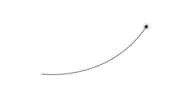 Dotted arrows motion animation on white background. dotted arrows, Thin dotted line arrow motion animation.