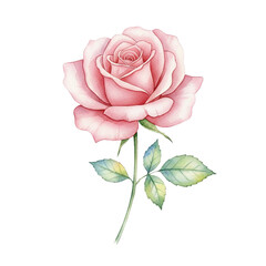 A soft watercolor rose illustration featuring delicate pink petals and gentle botanical shading. Perfect for wedding stationery, branding design, planners, stickers, 