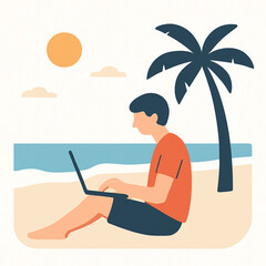 Fototapeta premium Beach Work vector illustration for business and technology concepts