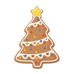 Delightful gingerbread Christmas tree cookie with star, perfect for festive holiday baking projects and seasonal designs, adding warmth and sweetness to any creative work