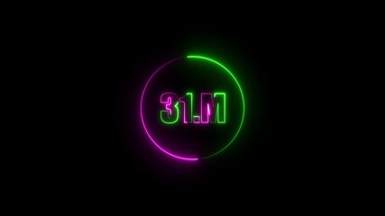 31 Million achievement for social media videos animation. neon light 31 million text letter with black background....