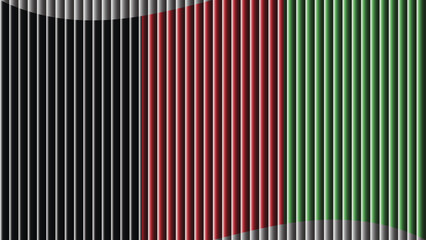 A striking visual composition featuring vertically aligned stripes of black red and green hues