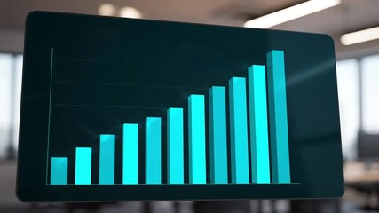 Digital bar graph displays upward trend on screen, symbolizing financial growth and success. - Powered by Adobe
