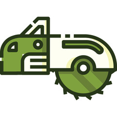 Green Circular Saw Tool Illustration With A Sharp Toothed Blade And A White Casing Isolated On A Transparent Background