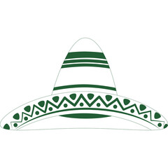 Green Sombrero Hat with Decorative Patterns on a Transparent Background Traditional Festive Mexican Headwear