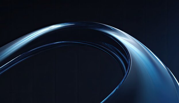 Abstract flowing blue ribbon with highlights against a dark, gradient background