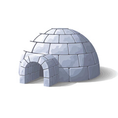 Charming igloo snow house illustration evokes winter adventures and arctic exploration with a touch of cozy architectural design for branding