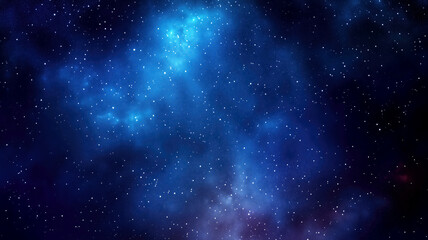 Naklejka premium Vibrant blue nebula and star-filled galaxy in deep space