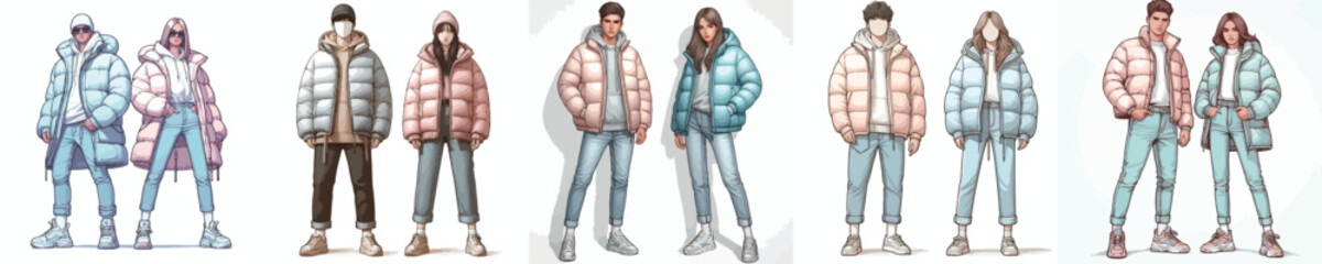 Winter Fashion. Vektor, design, minimalist, illustrations, set icon
