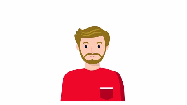 Animated Cartoon Character of a Man with a Beard.